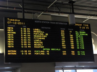 Guess which train is the only one on the board that is delayed.  Mine!