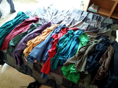 A whole bunch of shirts that I can't wear anymore