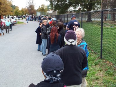 The line for early voting was way past the back side of the building, and almost to the back of the property.