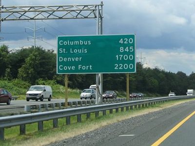 The I-70 mileage sign at the location where I was expecting it
