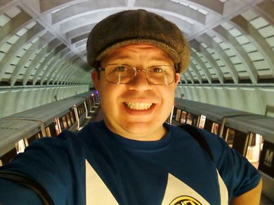 This photo is probably my favorite out of the bunch. I'm riding up the escalator at Glenmont, with two Red Line trains behind me. The lighting that's on me is actually coming from the escalator! I liked this photo so much, in fact, that I made it my Twitter pic.