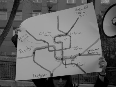 The map showing key locations on the Metro system. The stations marked on the map indicate the "boundaries" for the fun, where they didn't recommend going past.