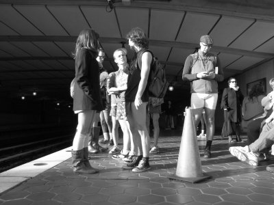 Waiting for the train at Arlington Cemetery.