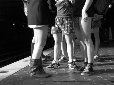 Waiting for the train at Arlington Cemetery.