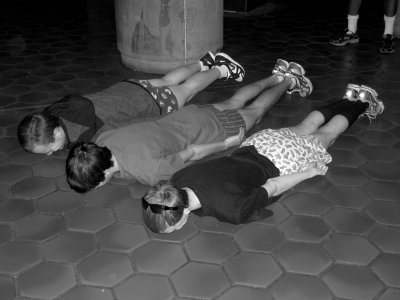 Planking on the Mt. Vernon Square platform. I guess someone had to do it.