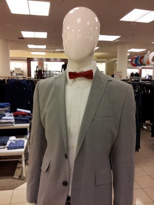 Pee-wee Herman suit on a mannequin at JCPenney in Wheaton