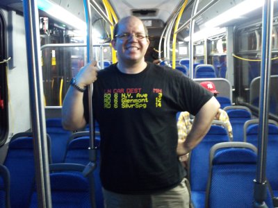 On bus 7027, wearing my PIDS shirt.