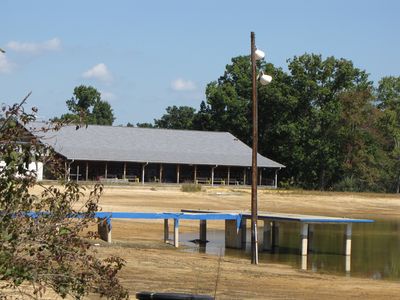 One of two platforms in the lake, and the 1997 beach house.  To give you an idea of the normal lake level, the platform was less than a foot above the water level, and the platform was completely surrounded by water.