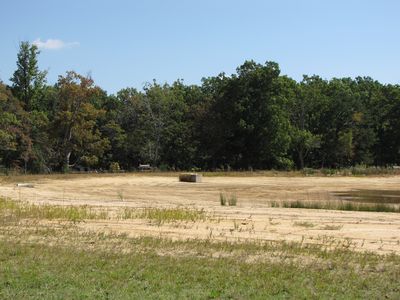 This is the area where the cable ride used to land riders.  Now, the area is dry, and grass is beginning to grow in the area.