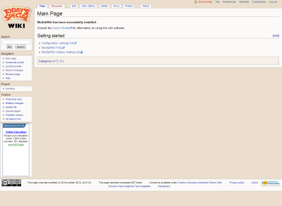 Screenshot of Today's Special Wiki test site