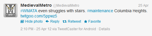 #WMATA even struggles with stairs. #maintenance Columbia Heights. http://twitgoo.com/5ppwz5