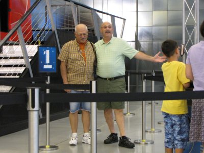 Dad and Uncle Bruce before riding the simulator