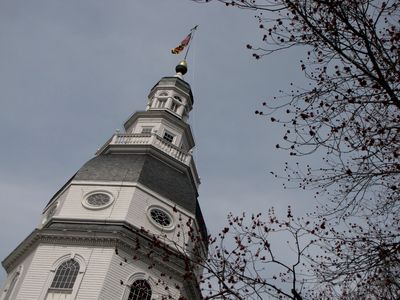 Maryland State House dome.  I got a bunch of pictures of the dome, but none of them were ones that I thought looked amazing.  This was the least bad in a field of stinkers.  Maybe I'm just not getting it from the right vantage point.