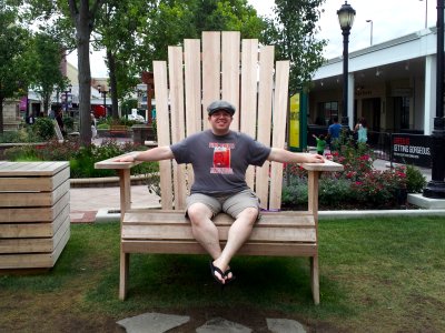 Sitting in the giant lawn chair