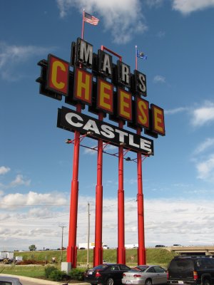 Roadside sign for Mars Cheese Castle