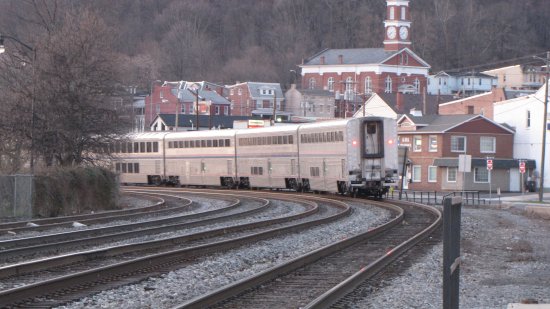 The train departs Cumberland. Next stop: Connellsville, Pennsylvania.