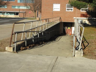 Ramp to the basement of Esbjornsen Hall