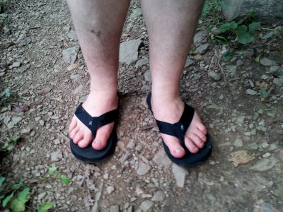 Hiking wearing flip-flops.  Yes, I sure did.