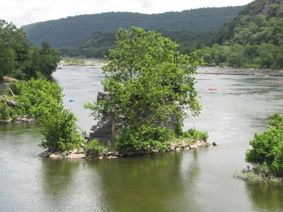 View towards the Route 340 bridge from the railroad bridge.