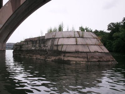 Remains of a pier for the Aqueduct Bridge, which was demolished in 1933.