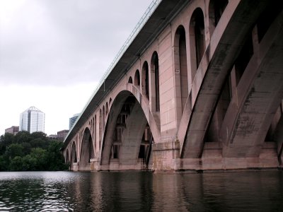 Downstream from the bridge, facing Virginia.