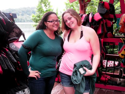 Doreen and Melissa pose for a photo after we put our life jackets back.
