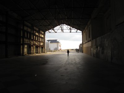 The middle section of the Casino, behind the facade shown in the previous photo.  The remainder of the Casino east of this area (the wall on the left side in this photo) has been completely demolished.