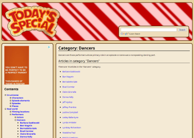 Category page for dancers, listing all articles about dancers on the show.