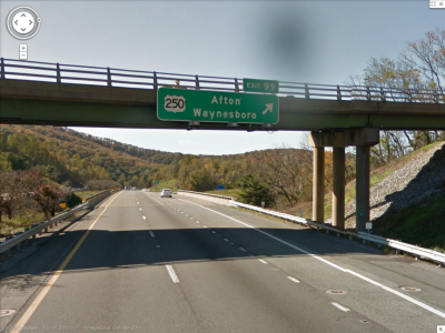 "Rockfish Gap" sign on US 250.