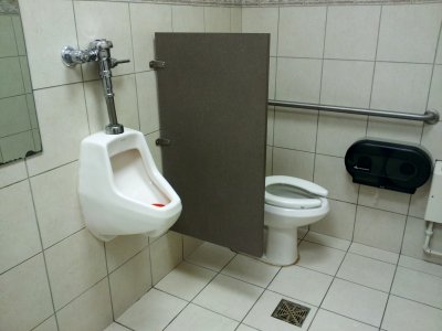 This is a single-seat restroom. Why even bother with the partition?