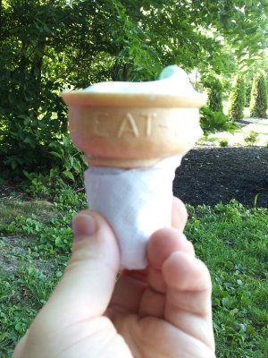 And after I took it down to the cone.  Note my clean hands, and no ice cream on the outside of the cone.
