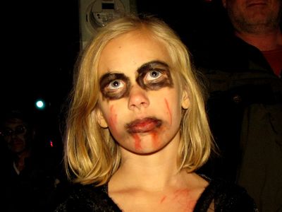 Again, the innocent face of a child, when coupled with zombie makeup, is really creepy.