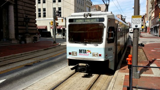 Our LRV departs Lexington Market, photographed from the wheelchair access platform.