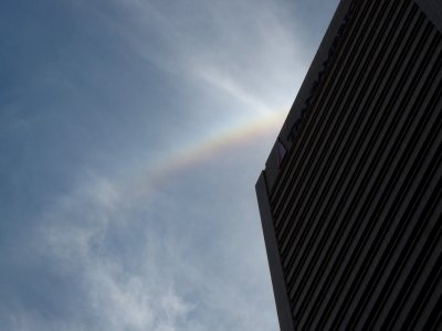 On that note, I had never seen a rainbow on a mostly clear day like this. It was short and high up in the sky.