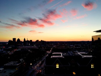 The sunset over Baltimore as viewed from Johns Hopkins