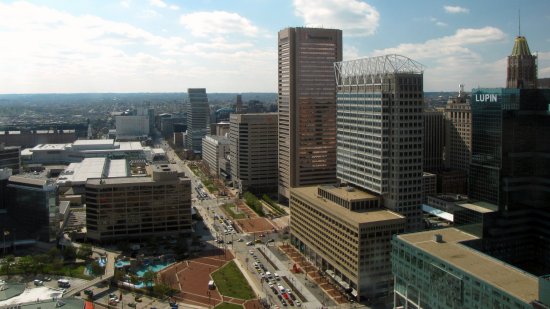 View from the Baltimore World Trade Center, facing west.