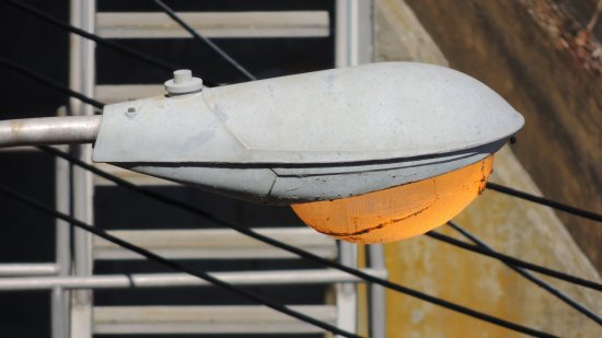 Cobra head light, photographed from an area between Brighton Dam Road and the perimeter fence around the site.