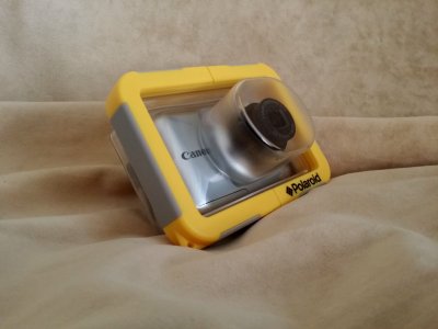 The new waterproof camera enclosure with my point-and-shoot camera inside.