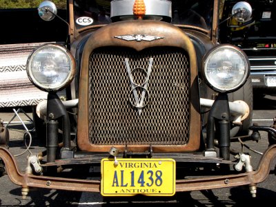 This rat rod is based on a 1920s Ford Model A sedan, with a lot of other customization.