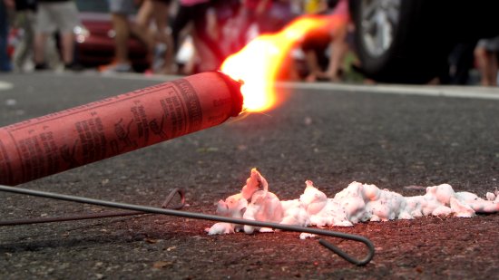 Road flare on Maine Avenue SW.