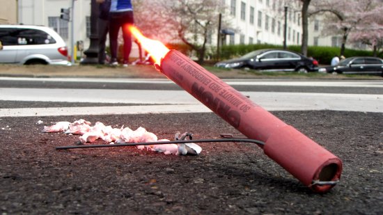 Road flare on Maine Avenue SW.