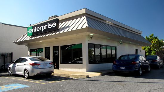 Further down Georgia Avenue, this Enterprise Rent-A-Car facility is housed in a former Burger King.