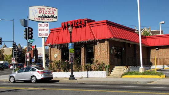 Up the street and around the corner from the McDonald's is New York Pizza, housed in a former KFC. Street View shows this location as being KFC as late as November 2007. It was vacant for a few years, and then first appears as New York Pizza in imagery from June 2011.