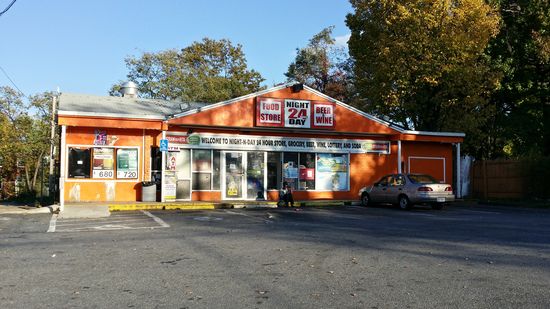 This former 7-Eleven, on Benning Road SE near the DC line, is now Nite N Day Food Store. It's now orange, but the architecture screams "7-Eleven", with the store's apparently reusing the original 7-Eleven sign frame.