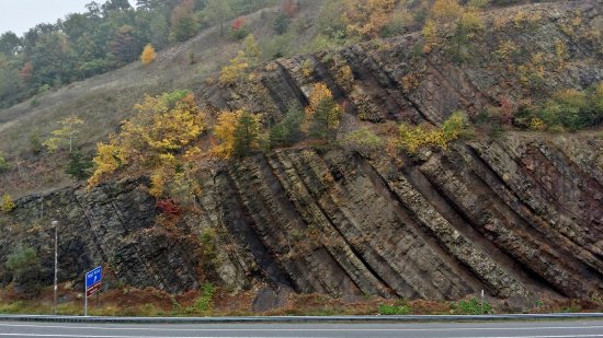 Syncline visible in the Sideling Hill cut.