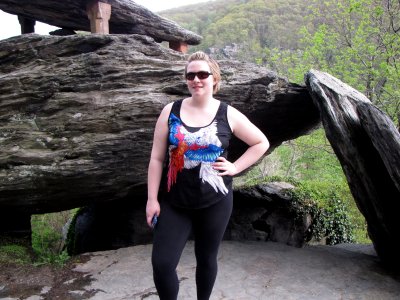 Melissa poses in front of Jefferson Rock