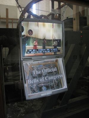 In the Old Post Office tower, an old laptop is doing service as a screen showing information about the bells that live in the tower.  I thought this was a clever reuse for an older laptop.