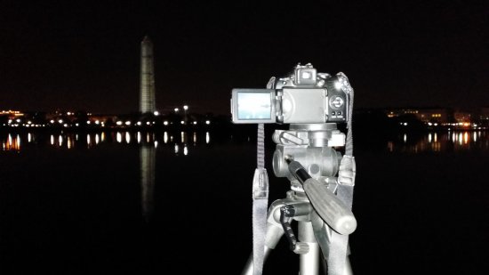 I took a lot of "meta" photos this time around, taking a photo with my cell phone of my real camera on the tripod, ready to go.  This one was taken at the Jefferson Memorial.