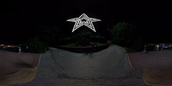 The Roanoke Star, taken from the same bench as before, at night