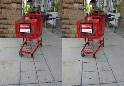 A shopping cart for Staples, which is up the hill in another building